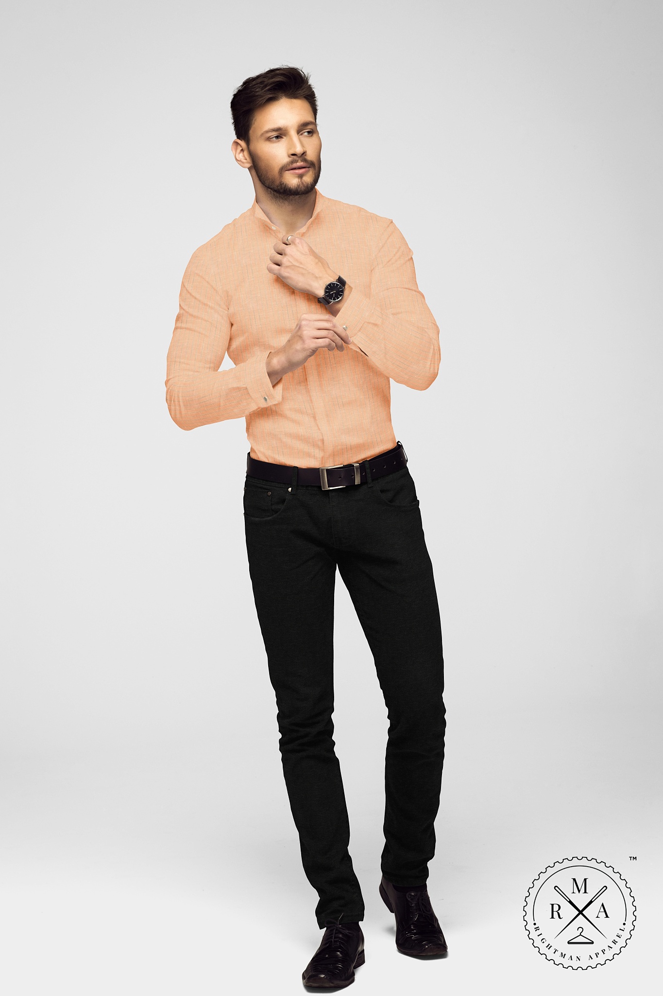 Orange Lining Pattern Shirt SH371